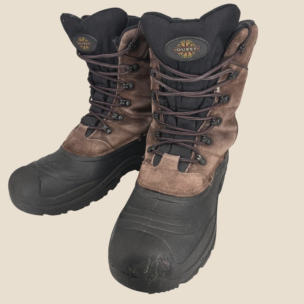 Quest Pac II Snow Boots Men 11 Brown Leather Thinsulate Ultra Insulated Winter